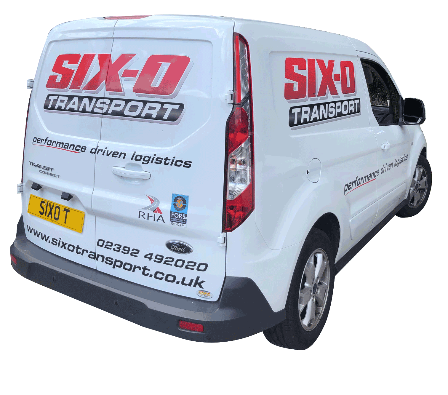 One of our small vans sign written with Six-O company branding